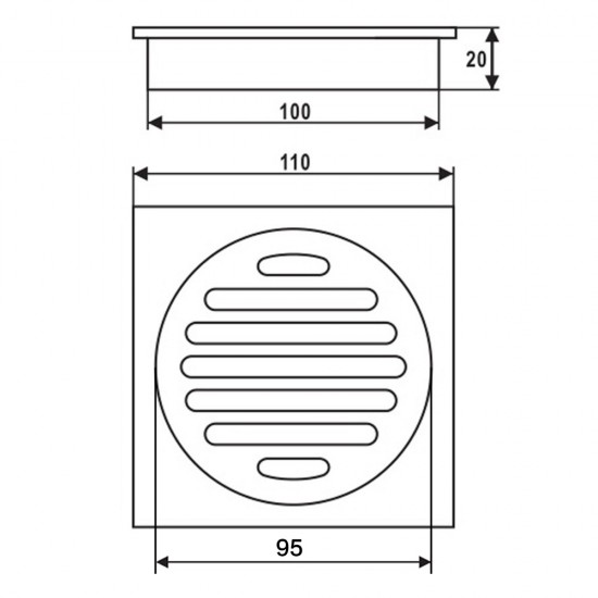 110x110mm Square Chrome Brass Floor Waste Shower Grate Drain Outlet 100mm